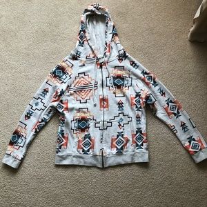Printed Forever 21 Zip Up Hoodie